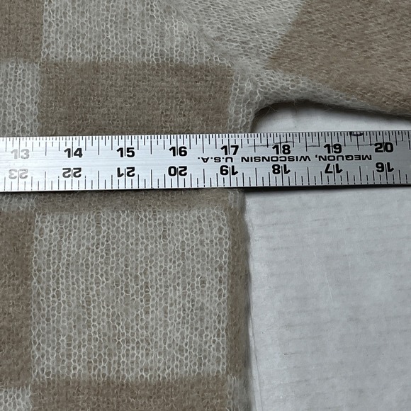 Bianco & Blu Sweater Womens M Neutral Ivory Checkboard Mohair Blend Pullover - Picture 9 of 10